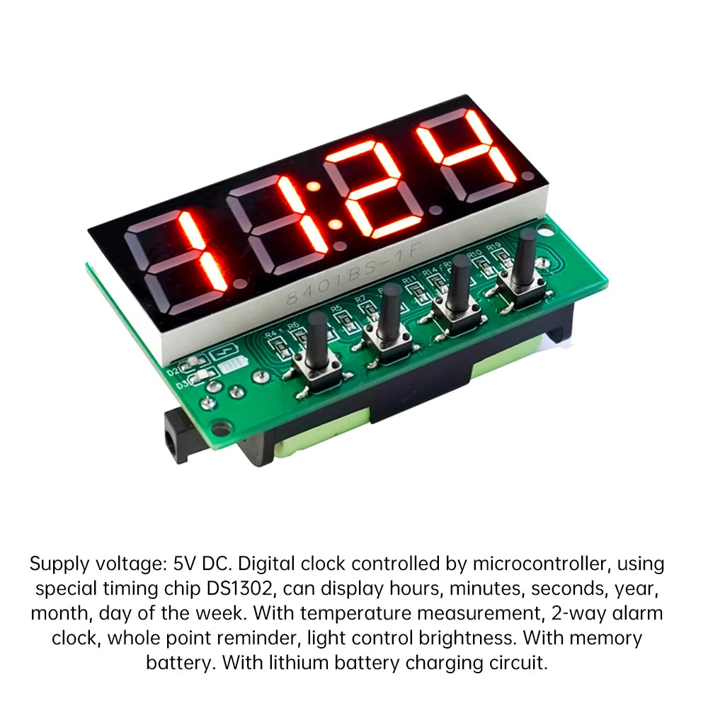 LED Digital Electronic Clock DIY Kit Clock Teaching Welding Exercise Circuit Board Set with Alarm Clock Temperature Countdown Oasis Select