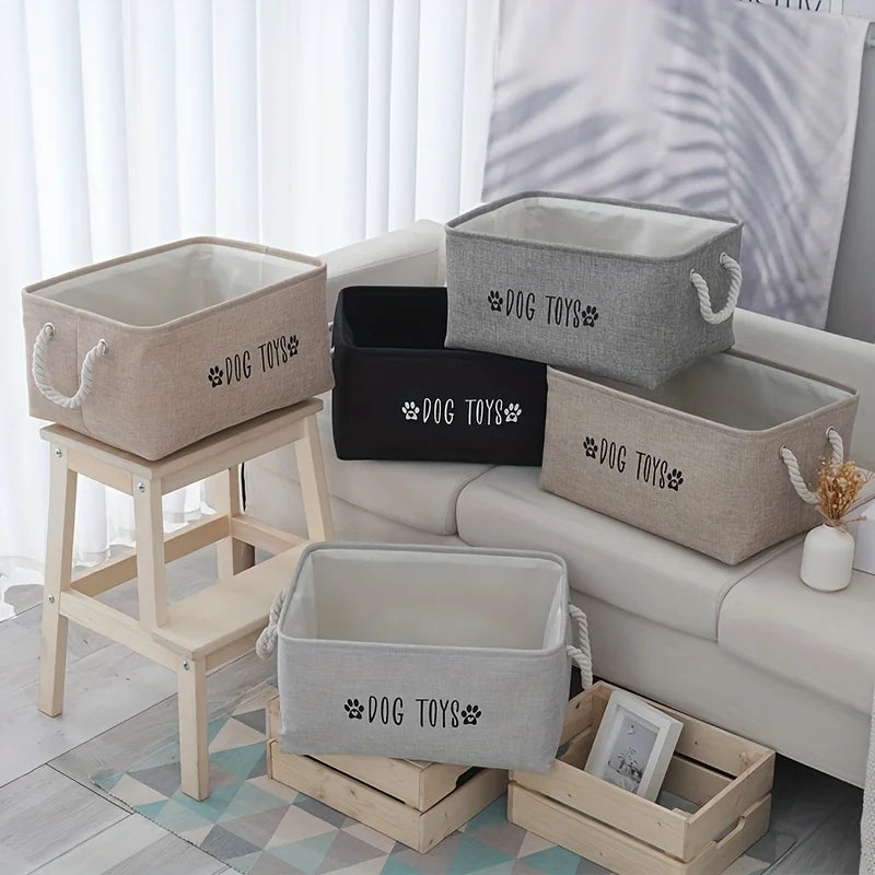 1PC Pet Toy Storage Basket, Woven Polyester Organizer for Dog and Cat Supplies, Clothing, Snacks, Toys Oasis Select