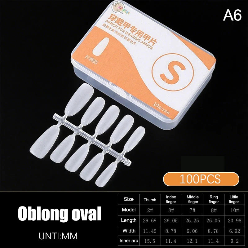 100pcs Press On Nail Tips Full Cover Ultra-Thin False Nails Patches Gel Nails Extension System Clear Fake Nails Art Accessories Oasis Select A6