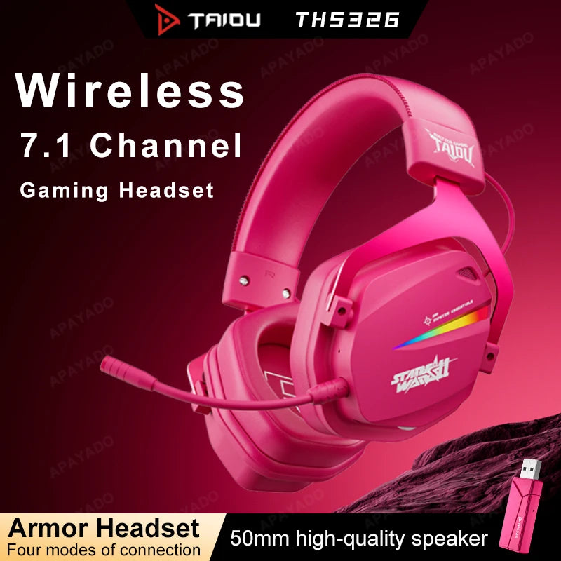 TAIDU THS326 Armor Gaming Headset 4 Mode 2.4G BT5.4 Wired 7.1 Surround Sound 50mm Driver 1000mAh Battery ENC Mic RGB Light Oasis Select