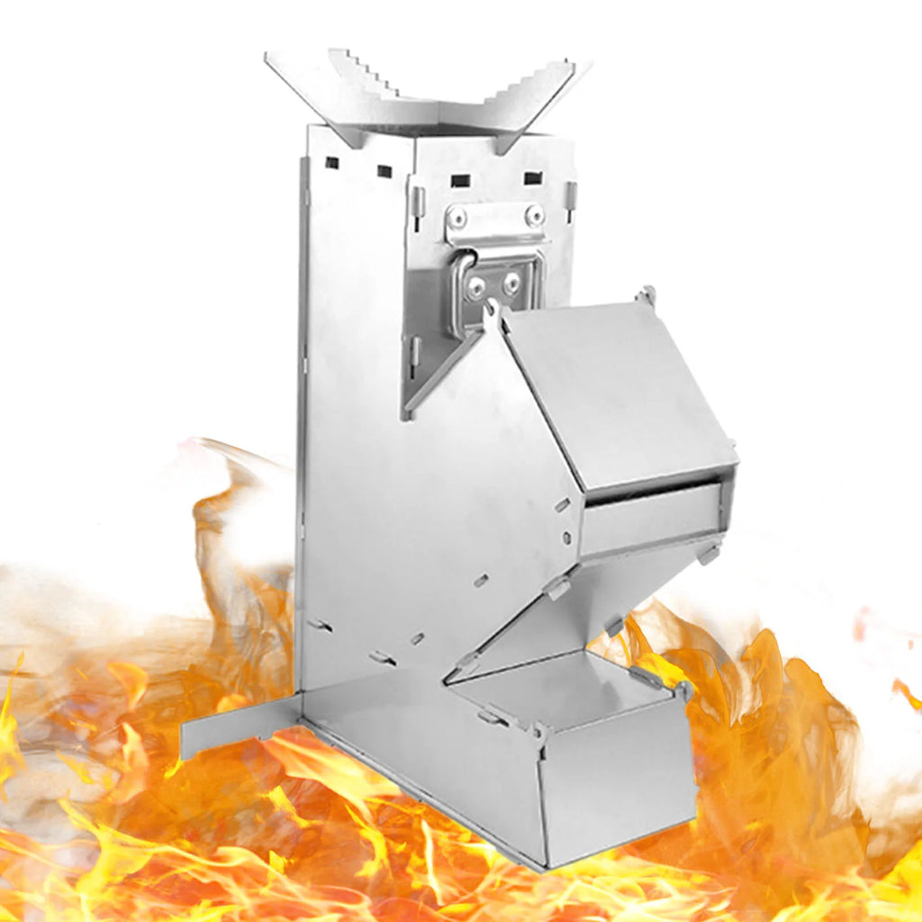 Camping Mini Wood Stove Portable Tent Firewood Stove Detachable Wood Burner Stainless Steel Rocket Stoves Picnic Pocket Grill Oasis Select