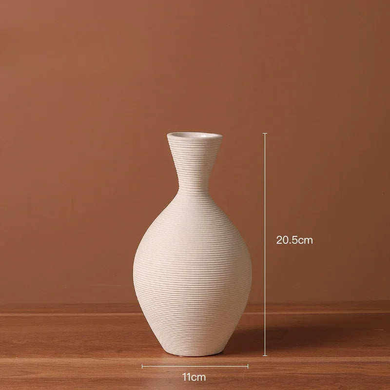 Modern simple white ceramic vase decoration flower arrangement living room TV cabinet home decoration flower device Oasis Select B Brushed vase