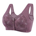 Wireless Bralette Comfortable Underwear Middle-aged Elderly Women Lace Chest Wrap Ultra-thin Mom Front Open Buckle Cotton Oasis Select Purple 44