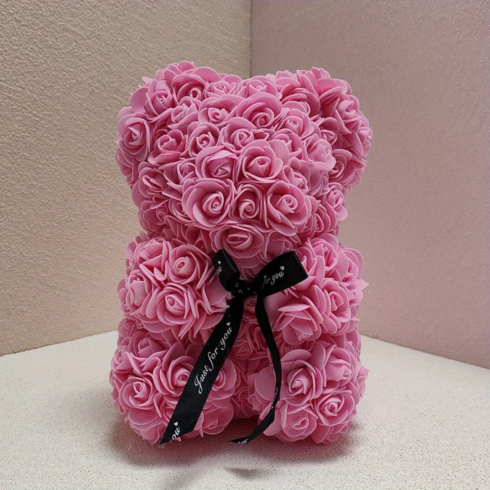 1pc Rose Bear Artificial Foam Flowers Bear Made Of Roses For Valentines Day, Mothers Day, Anniversary, Birthday Gifts Oasis Select