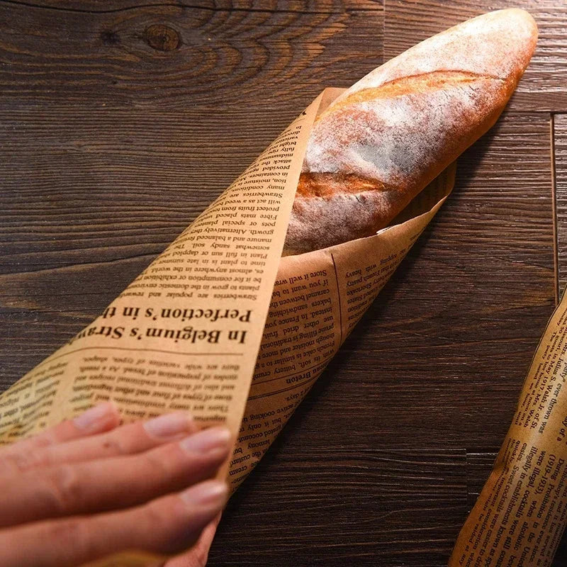 Retro English Newspaper Food Accessories for Baking Kitchen Food Grade Grease Paper Bread Sandwich Burger Fries Wrappers Cookie Oasis Select