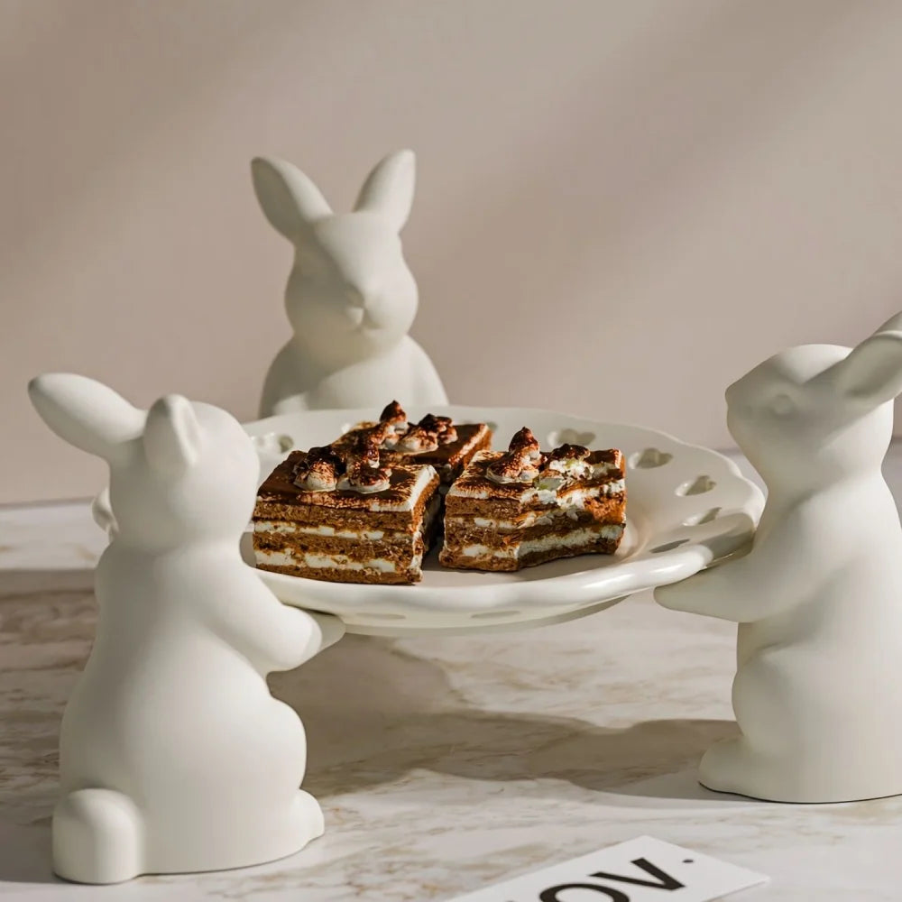 3D Cute Candy Plates Easter Bunny Mold Silicone Rabbit Tray mold for Thanksgiving Holidays Party Offices Home Room Desk Desktop Oasis Select