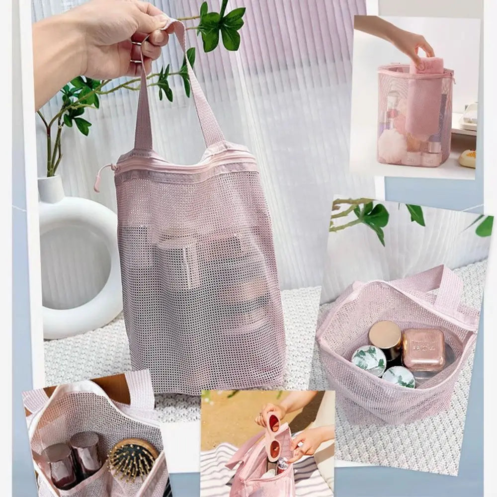 Hanging Mesh Toiletry Bag – Breathable Zipper Organizer