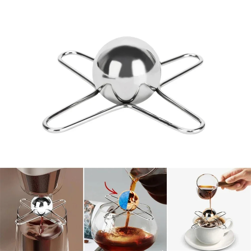 Stainless Steel Espresso Coffee Ice Cube Ball Whiskey Chilling Stone With Holder Reusable Cooling Coffee Tool Oasis Select