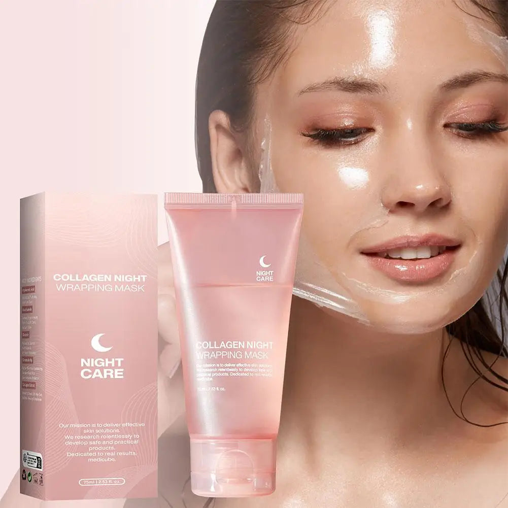 Hydrolyzed Collagen Overnight Facial Mask Wrapping Peel-Off Mask Hydrating Firming Mask for Elasticity Reduces Sagging Dullness Oasis Select