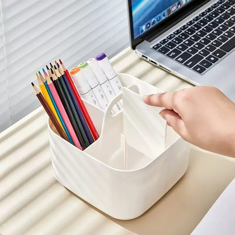 Desktop Cosmetic Organiser, Pen and Desk Organiser, Split Marker Organiser with Handle Bracket Portable Utility Fixed Container Oasis Select