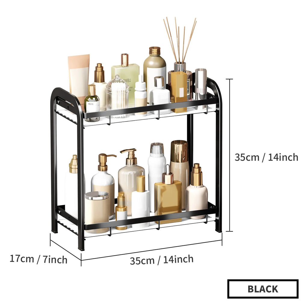 Kitchen seasoning rack Countertop seasoning storage multi-layer bathroom storage rack Oasis Select black 2-tier