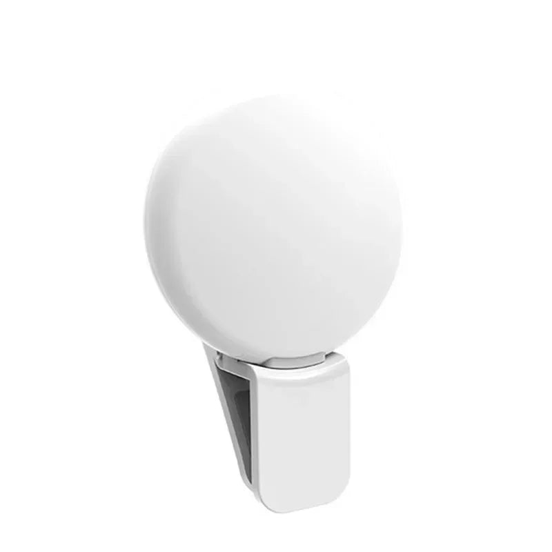 1PC Mobile Phone LED Selfie Ring Light Portable Mini Durable Practical Three Stop Dimming Circle Photography Clip Fill Light Oasis Select WHITE