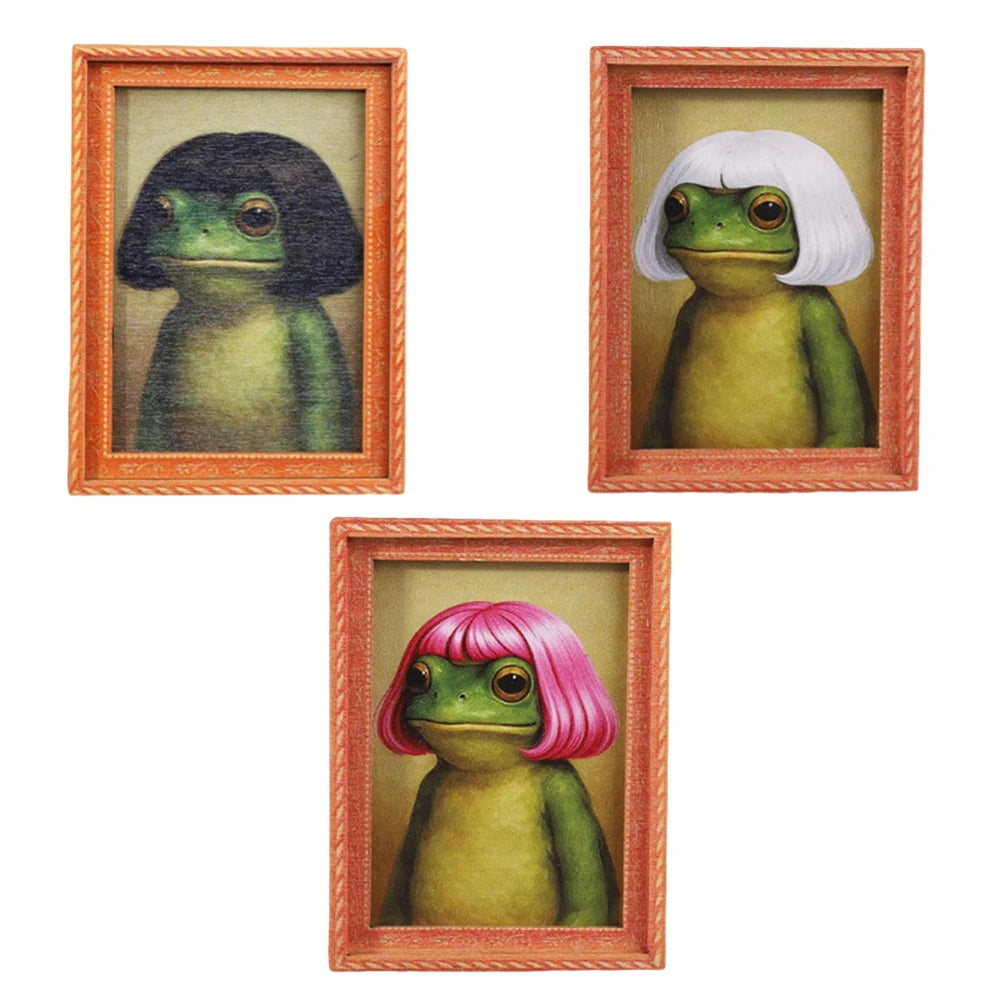 Wooden Frog Fridge Magnet Photo Frame | Funny Quirky Decor