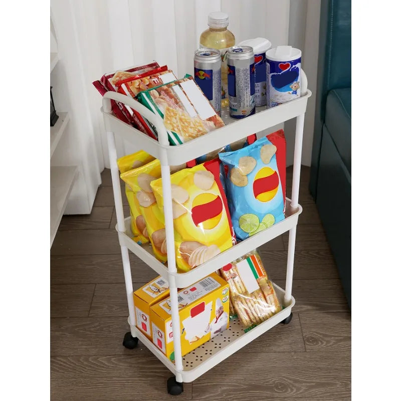 3/4-Tier Rolling Storage Cart with Lockable Wheels | Multi-Room Rolling Storage Cart Oasis Select