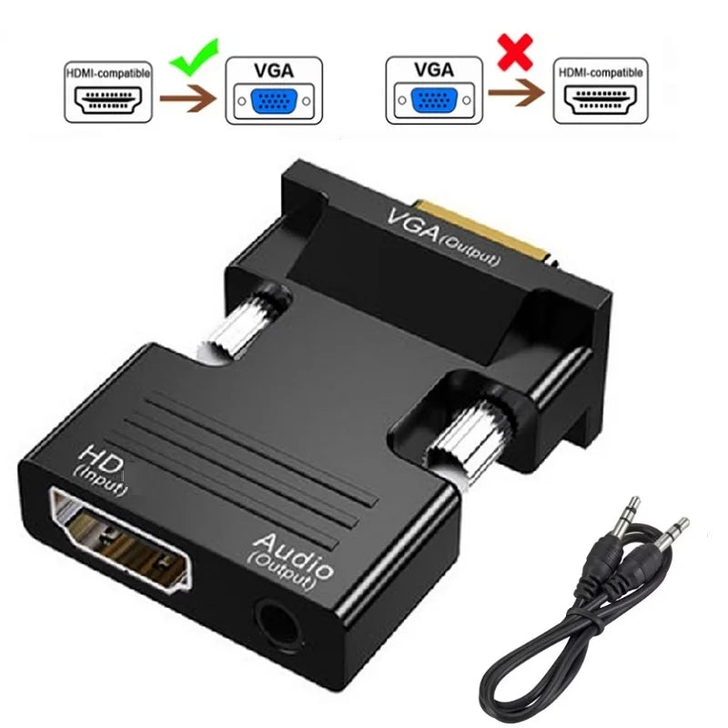 HDMI-compatible Female To VGA Male Converter VGA to HDMI Female Adapter For PC Laptop to HDTV Projector Video Audio Converter Oasis Select HDMI to VGA