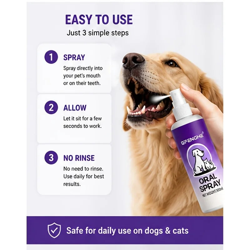 Pet Oral Care Breath Spray Fresh Oral Hygiene Mist Gentle Lightweight Formula Easy Spray for Dogs And Cats Oasis Select