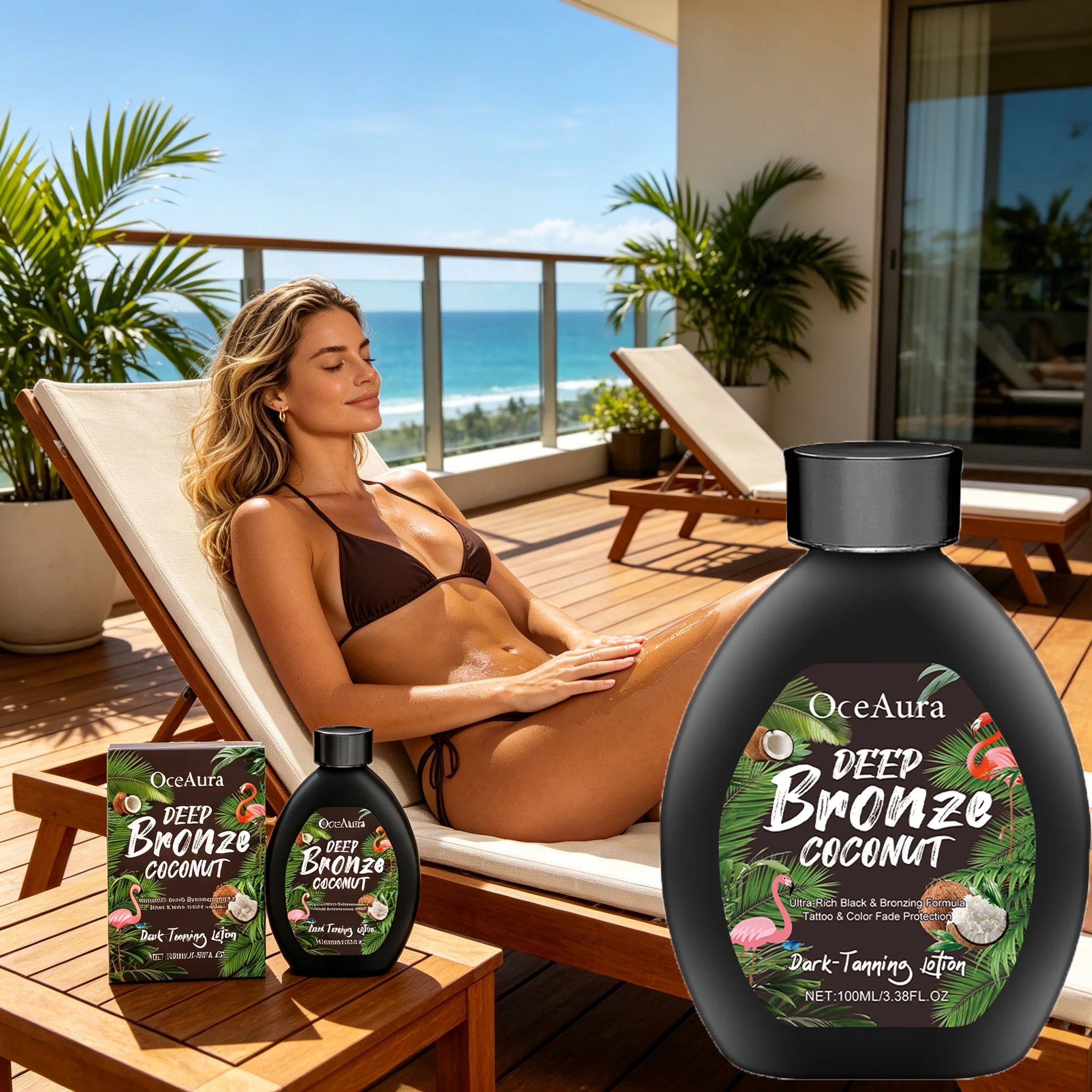 Coconut Oil Dark Tanning Lotion Moisturizing Accelerator for Deep Bronze Glow Tanning Cream for Tanning Bed & Outdoor Use Oasis Select