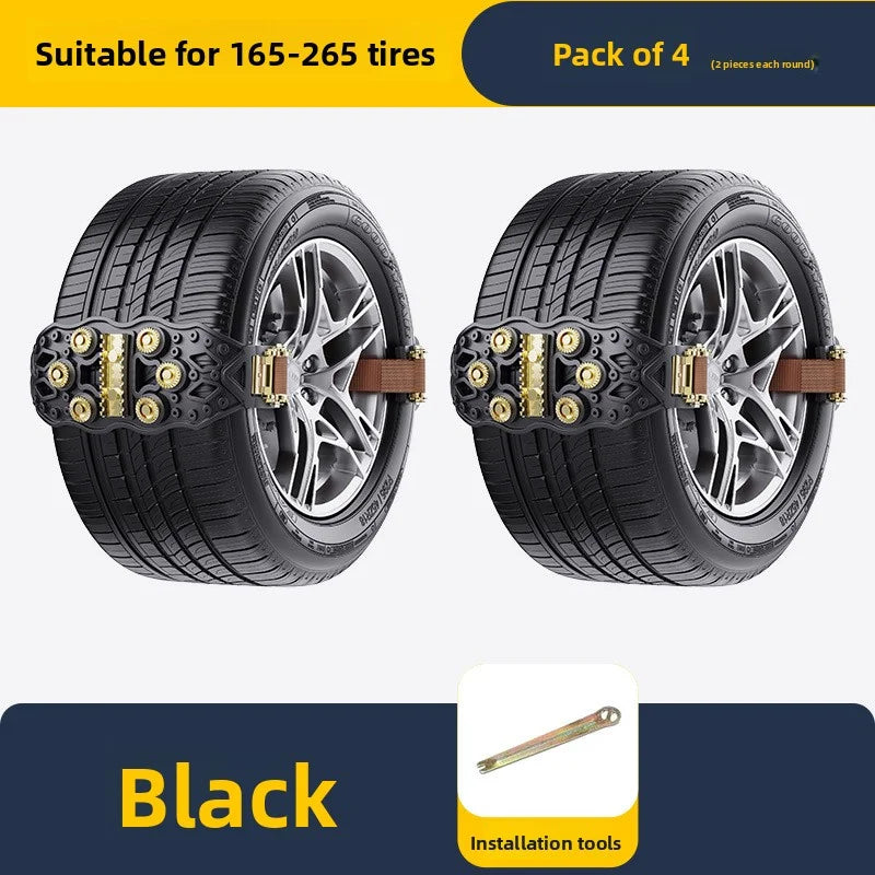 Car tire anti-skid chain, small car off-road vehicle SUV universal type TPU thick winter snow chain Oasis Select black