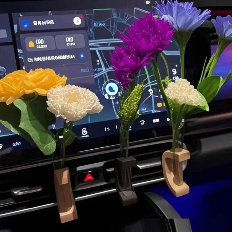 Flower Vase Clip Eco-friendly Personalized Wooden Car Vent Clip Vase Dashboard Decor Unique Flower Display Clip Desktop Ornament Oasis Select A