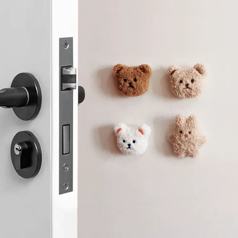 Ins Korean Bear Children's Room Door Rear Handle Silent Anti-collision Sticker Cushion Anti-Bump Wall Protector Door Stopper Oasis Select