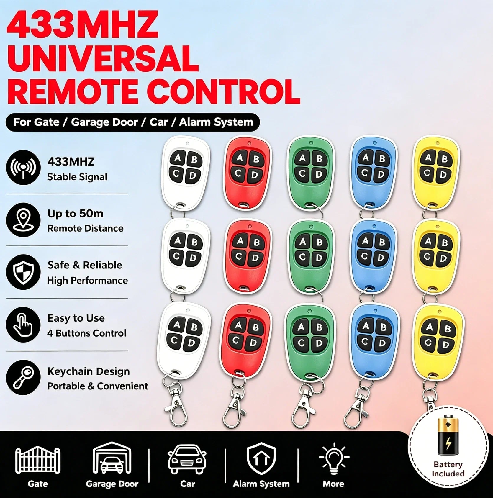 10pcs Remote Control 433mhz Car Key Garage Door Gate Opener Controller Duplicator Clone Cloning Code Oasis Select