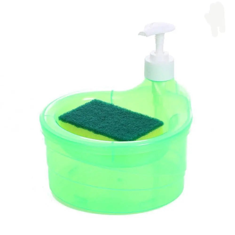 Press-Type Dish Soap Dispenser with Sponge – 1000ml