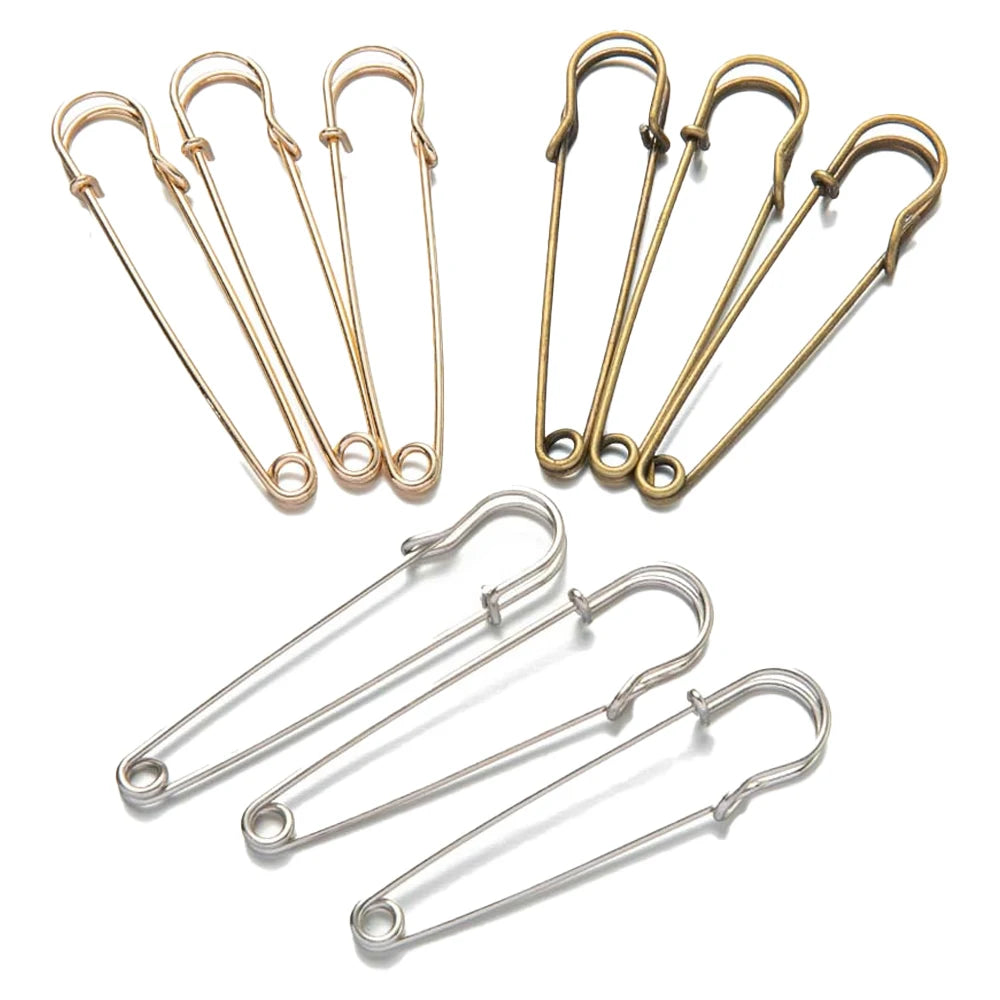 20pcs 38/45/75/80/100mm Large Safety Pins Brooch Base Hook for For DIY Lock Jewelry Craft Making Accessories Supplies Materials Oasis Select