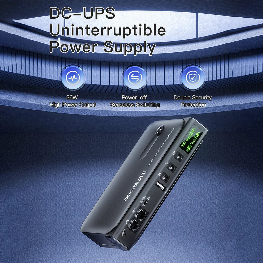 DC1036L 36W Digital UPS Uninterruptible Power Supply Box 5V/9V/12V/15V/24V Multi-Output for Router Home Devices-without Battery Oasis Select