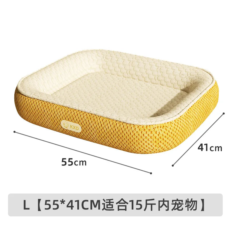 Ice Bean Cooling Dog Bed - Summer Cool Pet Mat for Cats & Dogs, 4 - Season Universal, Car & Home Use Oasis Select L Yellow