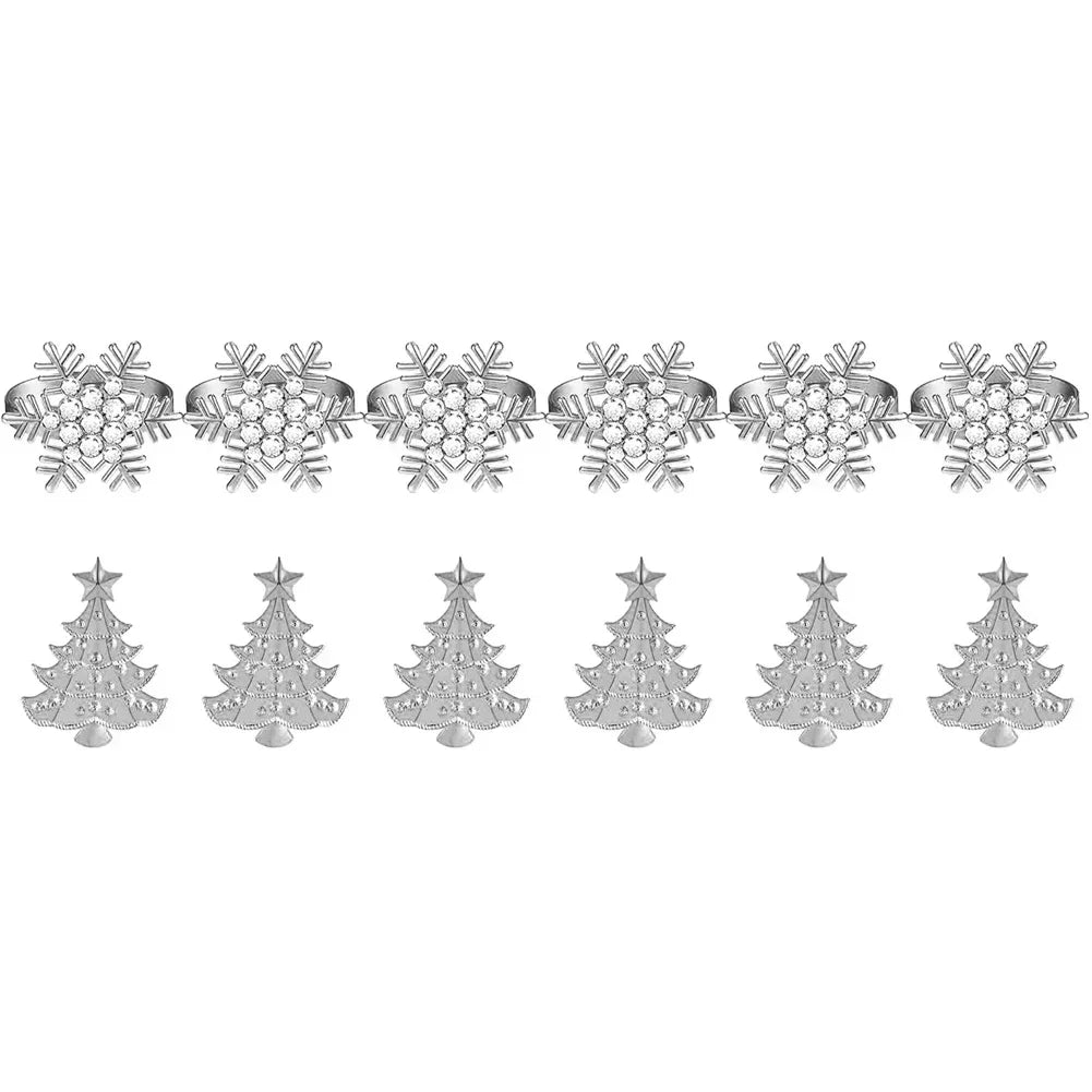 Dinner Table Setup Napkin Ring Set Decorative Napkin Rings For Dining Festive Napkin Holder Unique Snowflake Design Oasis Select silver China Mainland