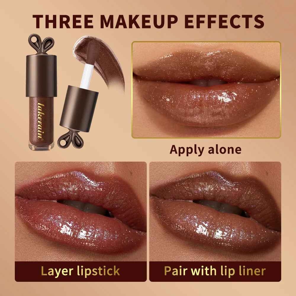 Chocolate Rabbit Moisturizing Lip Gloss Honey Essence Mirror Water Light Lip Tint Long Lasting Pearlescent Fine Glitter Plumping Oasis Select