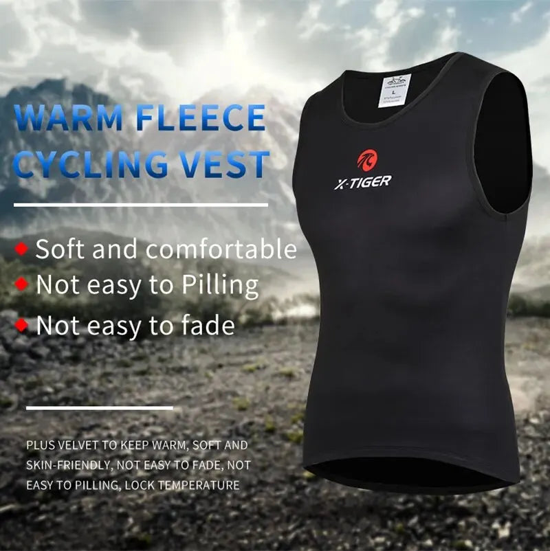 X-TIGER Winter Cycling Base Layer Sleeveless Fleece Sports Bike Jerseys Shirt Warm Bike Underwear Bicycle Keep Warm Oasis Select