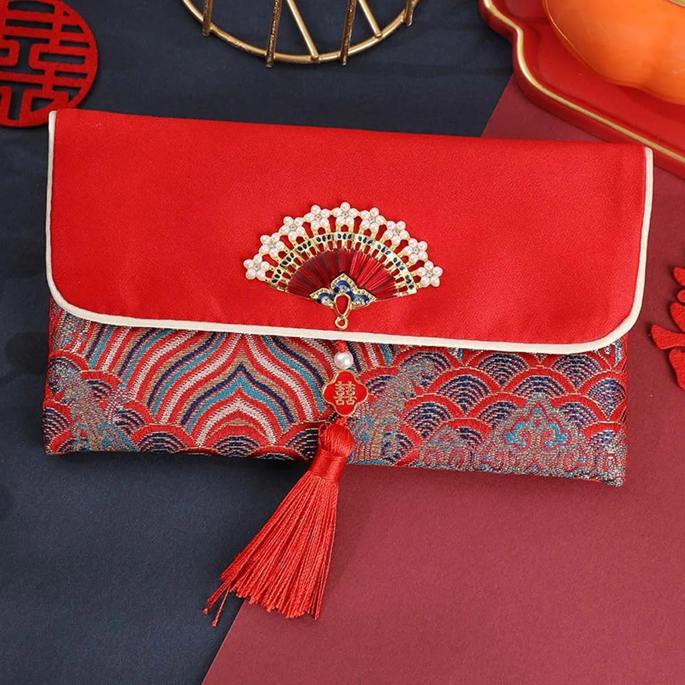 2025 Lunar New Year Brocade Red Envelope HongBao with Tassel
