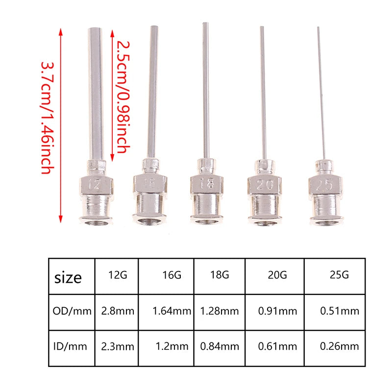 5Pcs Gauge Blunt Stainless Dispensing Syringe Needle Tip 12/16/18/20/25/38G Oasis Select