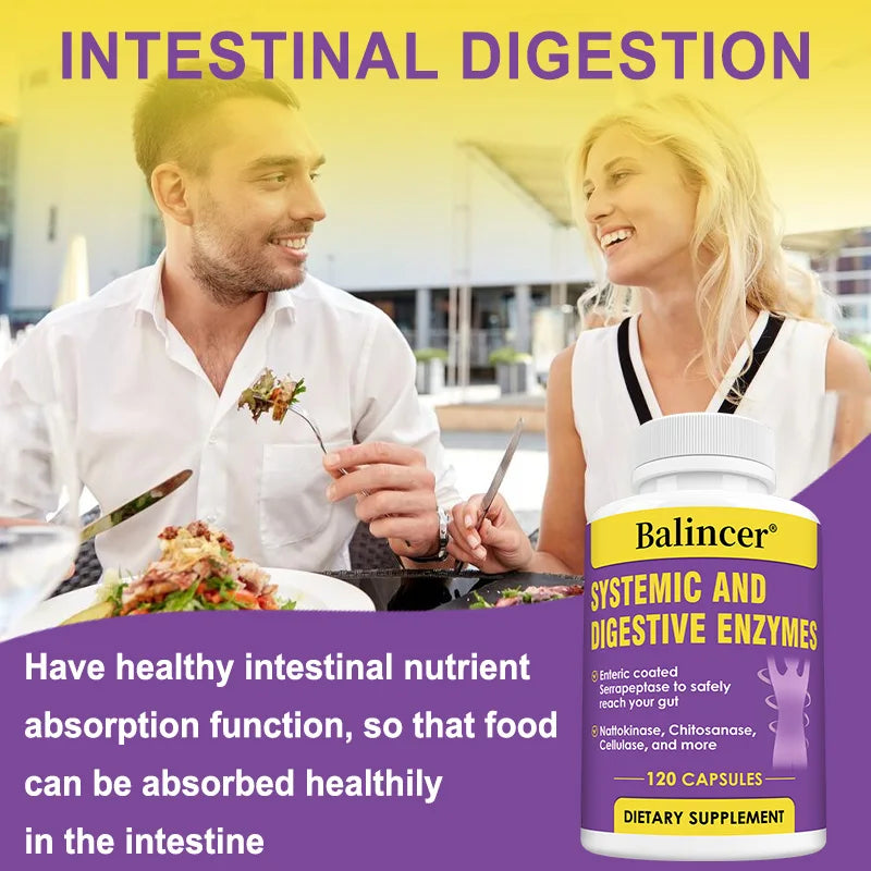 Balincer Systemic Digestive Enzymes – 120 Capsules | Gut Health Digestive Enzyme Supplement Oasis Select