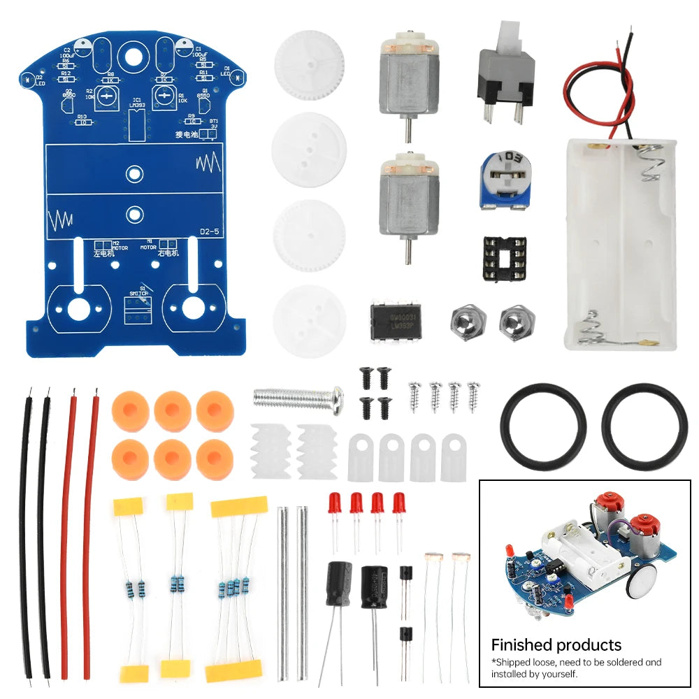 D2-5 DIY Kit Intelligent Tracking Line Car Electronic Production Assembly Smart Car DIY Soldering Practice Kit School Practice Oasis Select