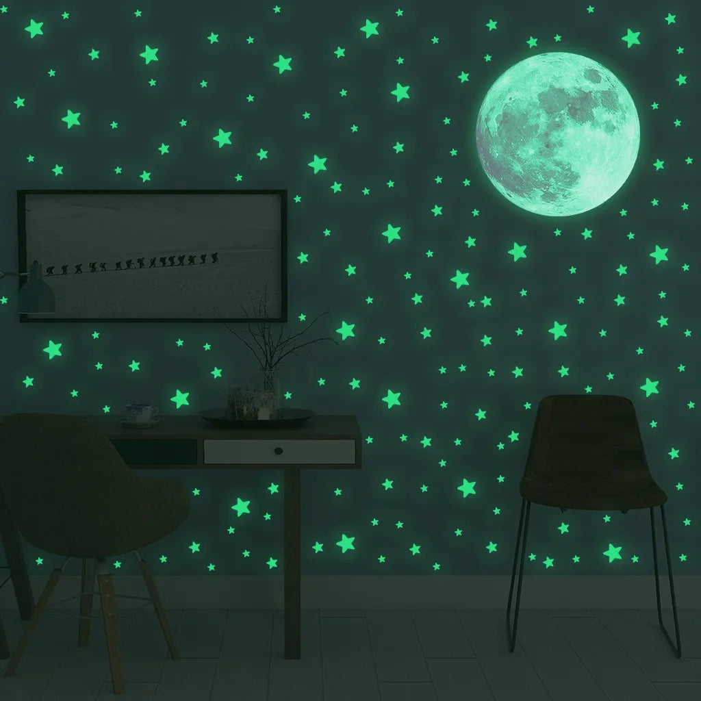 Luminous Moon Stars Wall Stickers for Kids room Bedroom Decor Glow in the dark Earth Wall Decals Noctilucent Stickers Home Decor Oasis Select