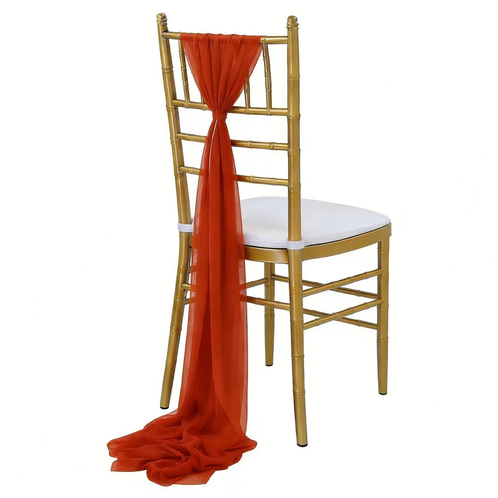 Wedding Chair Sash Beauty Tulle Polyester Streamer Hotel Banquet Decoration Chair Cover Tie Ribbon Bow Oasis Select Orange