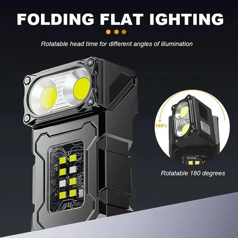 Mini Portable LED COB Flashlight with Pen Clip Head Rotation Magnetic Torch Built-in Battery Rechargable Outdoor Camping Lantern Oasis Select