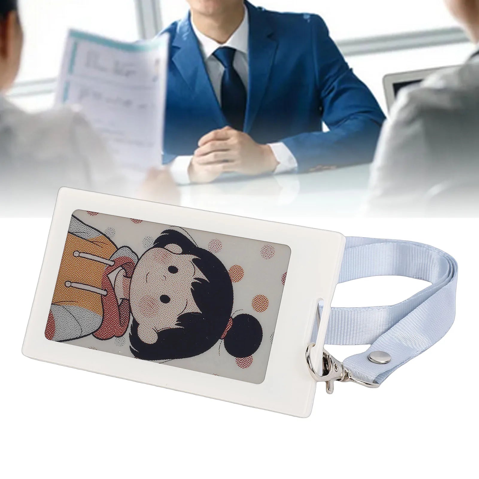 Smart Badge Fit for IOS Phone APP 3.7in Passive Electronic Ink Screen Nameplate ID Holder with NFC for Employee Student Oasis Select