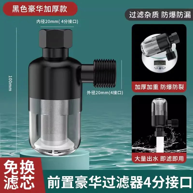 New SUS316 Stainless Steel Filter Front Filter Household Inlet Tap Water Shower Anti-Scale Purifier Filter Drinking Water Oasis Select Black Filter
