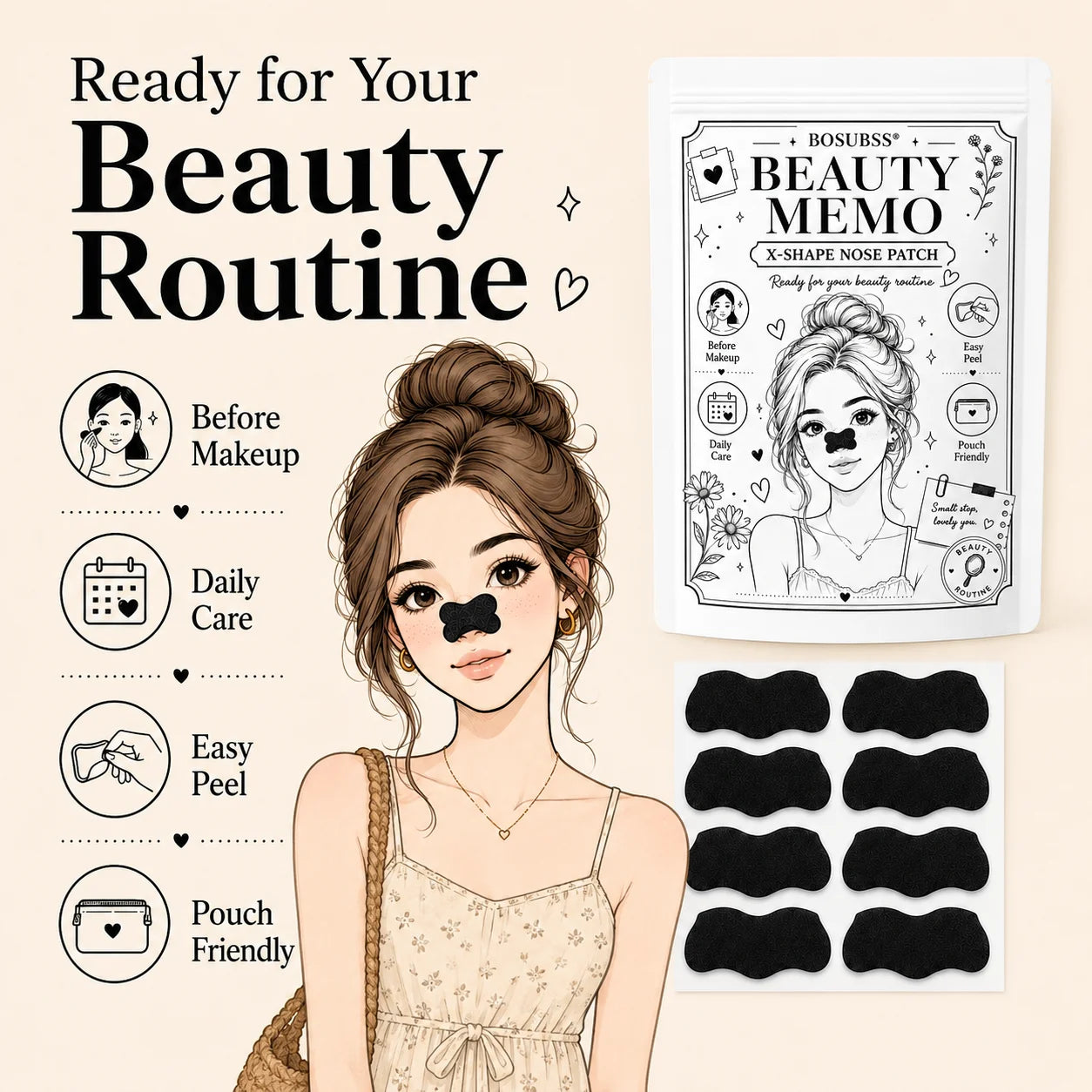 20/30Pcs Charcoal Nose Care Strips, Soft Fit Skin Routine Patch Set, Easy Home Use, Fresh Look, Travel Friendly Oasis Select