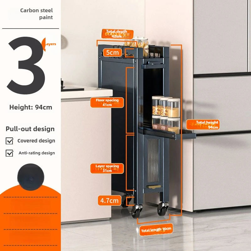 Drawable kitchen crevice storage cabinet, multi-layer ultra narrow edge storage cabinet, side crevice storage cabinet Oasis Select 40-16 Triple A