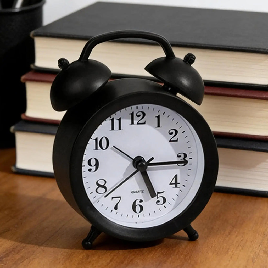 Retro Alarm Mechanical Double Bell Home Office Desktop Metal Alarm Clock Desk Table Analog Clock Silent for office home Oasis Select