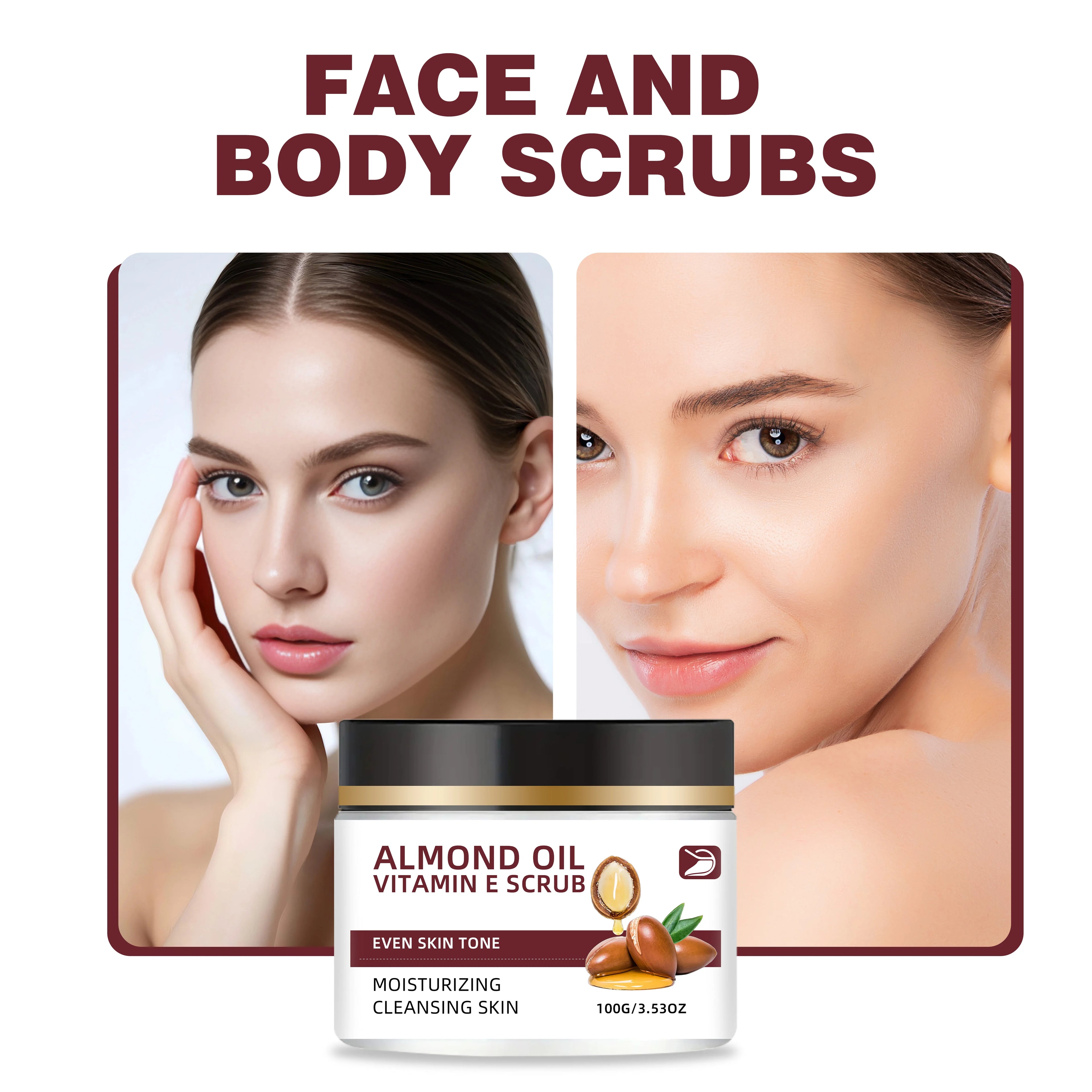 Ottilavie ALMOND OIL VITAMIN E SCRUB – Exfoliating Body Scrub for Smooth & Nourished Skin – For Dry, Dull Skin – Daily Maintenan Oasis Select