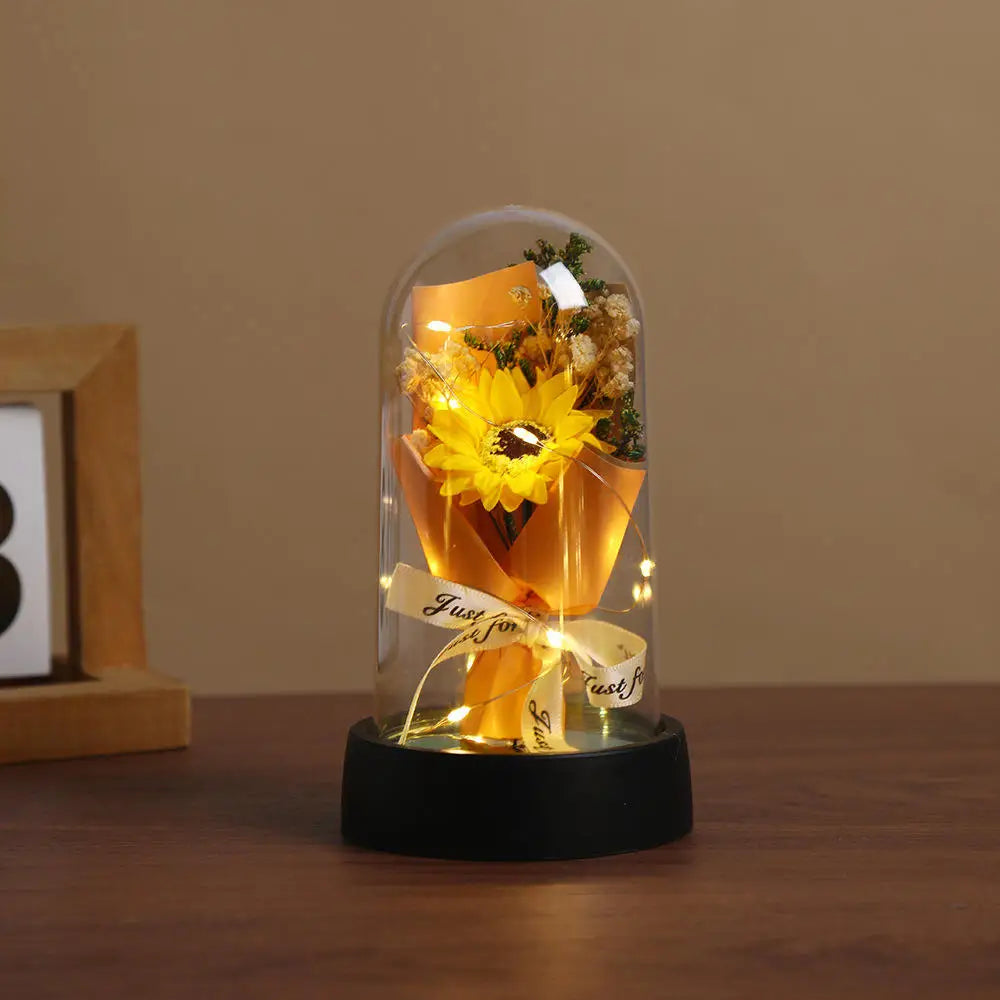 LED Rose Dome Ornament – Everlasting Artificial Flower Gift