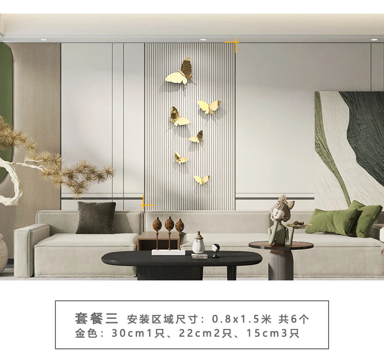 TV Background Wall Sofa Decoration Room Wall Decoration Butterfly Wall Creative Decoration Pendant Decor Aesthetic Oasis Select Package 3