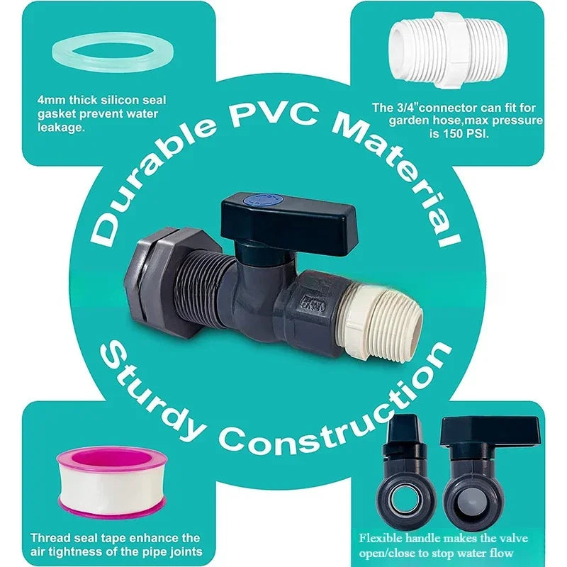 PVC Rain Barrel Spigot Kit – Leak-Proof Drain Adapter & Connector