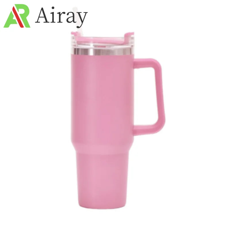 40oz Insulated Tumbler with Handle – Stainless Steel Travel Cup