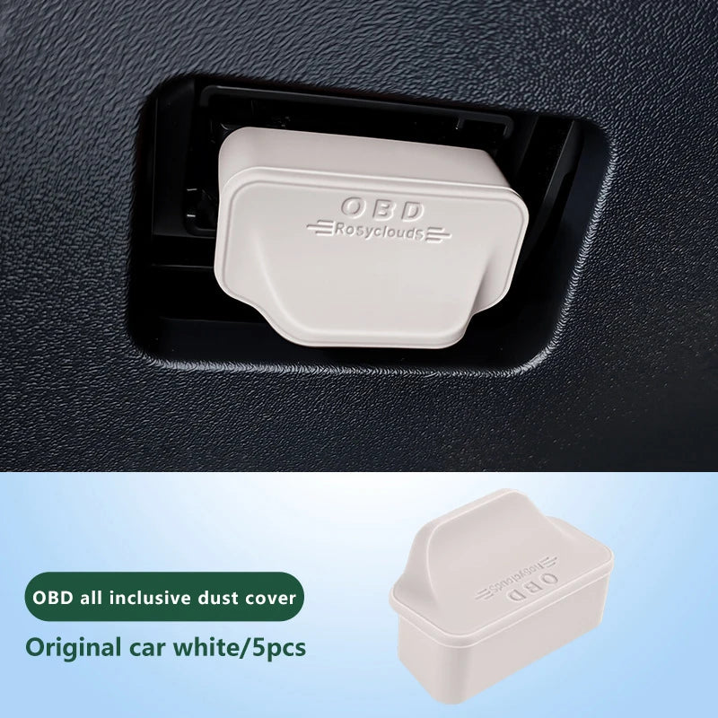 Vehicular OBD Diagnostic Connection Armor; Silica Dust Barrier Casing; Inside Ornamental Accessories Transformation Oasis Select 5pcs White M
